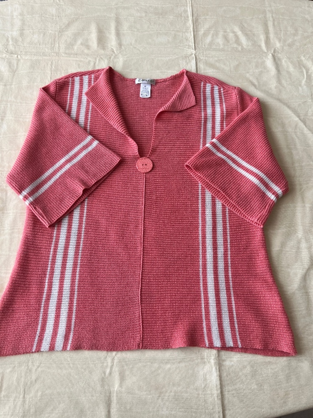 Orvis Womens Pullover Sweater Size XL Peach/Pink Short Sleeves V-Neck Pullover